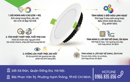 mẫu đèn led âm trần Ruby kingled tốt nhất