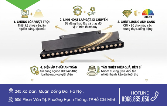 ưu điểm của đèn ray nam châm kingled