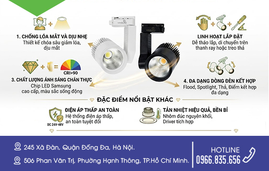 ưu điểm của đèn rọi ray kingled